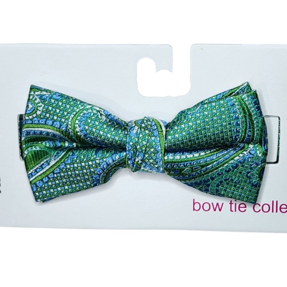 Isaac Mizrahi New York Boys Green Blue Paisley Bow Tie Collection NWT